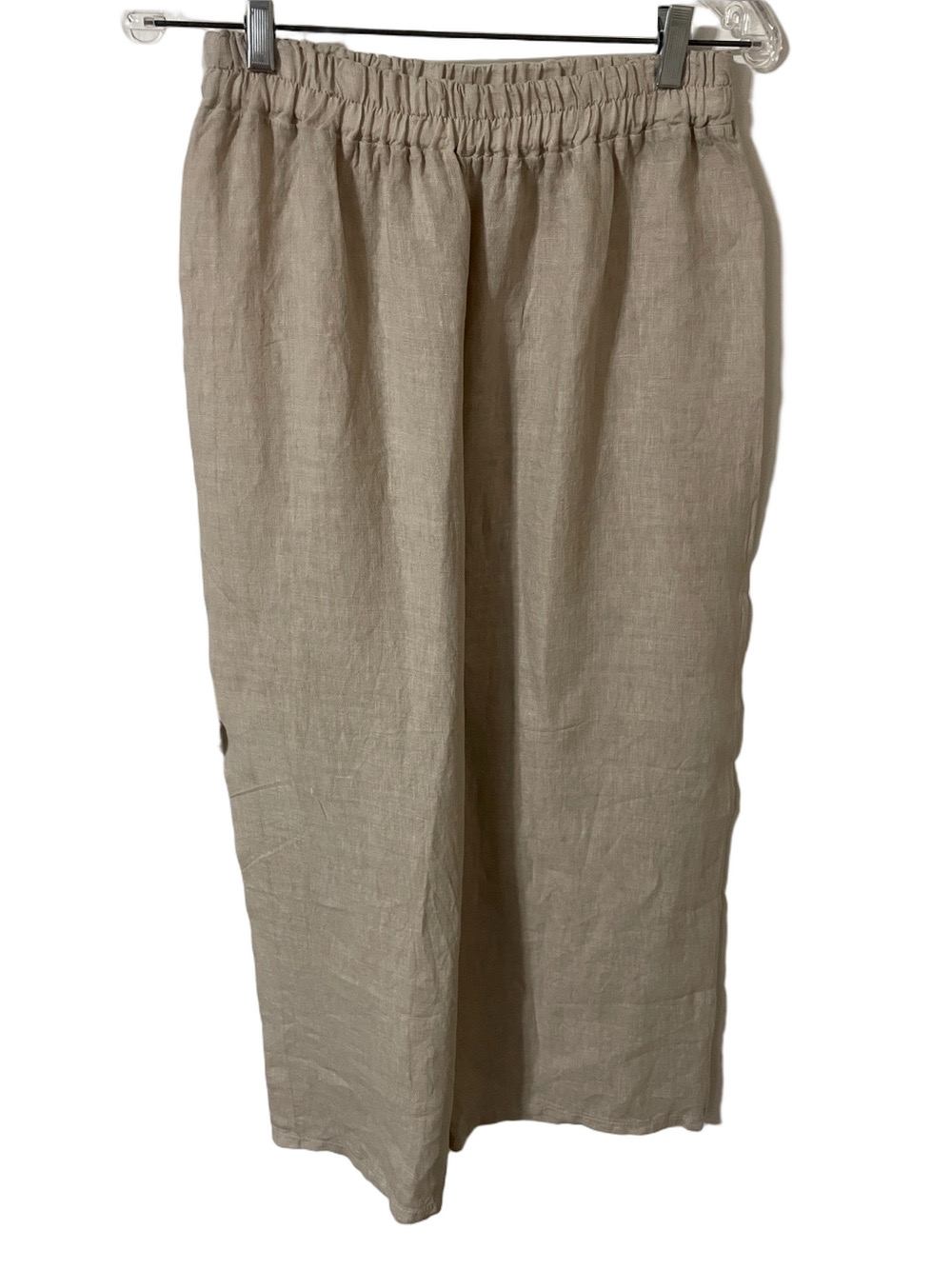 Unbranded Made in Italy Wide-Leg Linen Pants in Light Beige Size Small